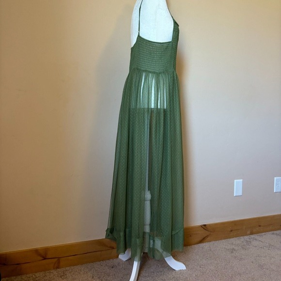 Free People Intimately Women's Large Can't Stop Won't Stop Green Mesh Slip Dress - Picture 6 of 13